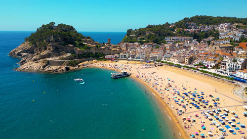 Vista aérea de la Platja Gran de Tossa de Mar.